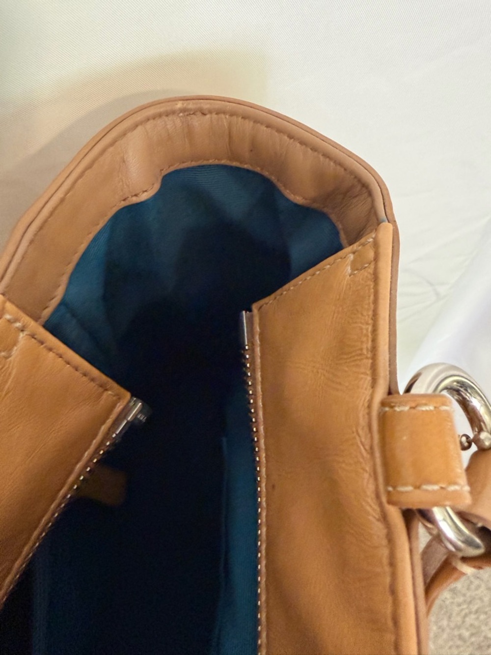 Coach Tan Leather Shoulder Bag with Front Pleats - Picture 12 of 12